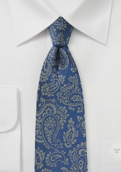 Krawatte Paisley-Motiv ultramarinblau