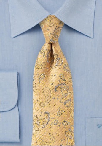Krawatte Paisley-Muster safran anthrazit
