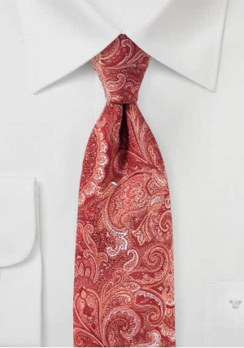 Lebensfrohe Paisley-Krawatte rostrot