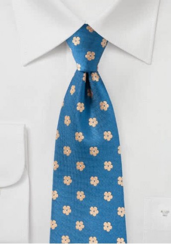 Krawatte Retro-Design Blumen blassblau