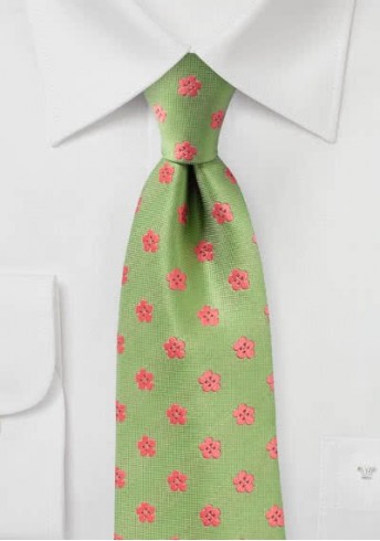 Krawatte Retro-Design Blumen grün