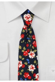 Krawatte Baumwolle Blumenmuster nachtblau