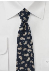 Paisley-Motiv-Krawatte Baumwolle nachtblau