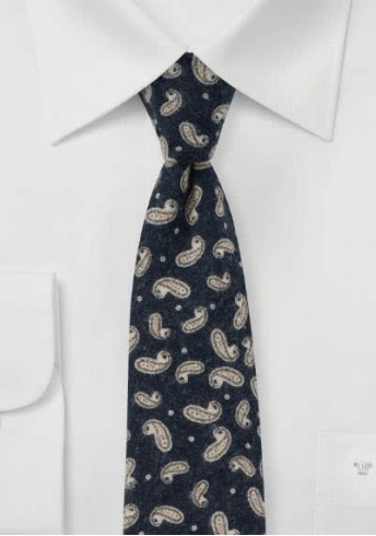 Paisley-Motiv-Krawatte Baumwolle nachtblau Paisley-Motiv-Krawatte Baumwolle nachtblau