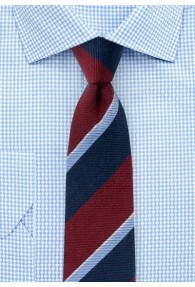 Krawatte breite Streifen navyblau weinrot