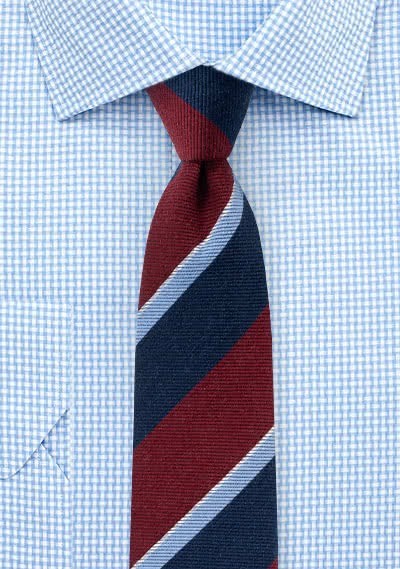 Krawatte breite Streifen navyblau weinrot