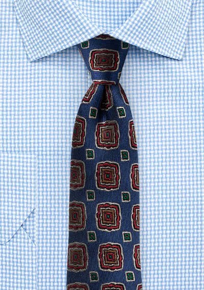 Krawatte Viereck-Ornamenturen blau