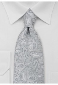 Krawatte Paisleys silber weiß
