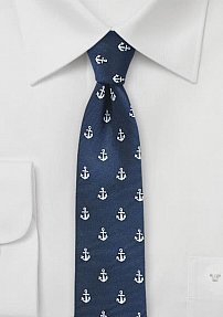 Krawatte Anker-Dekor marineblau 