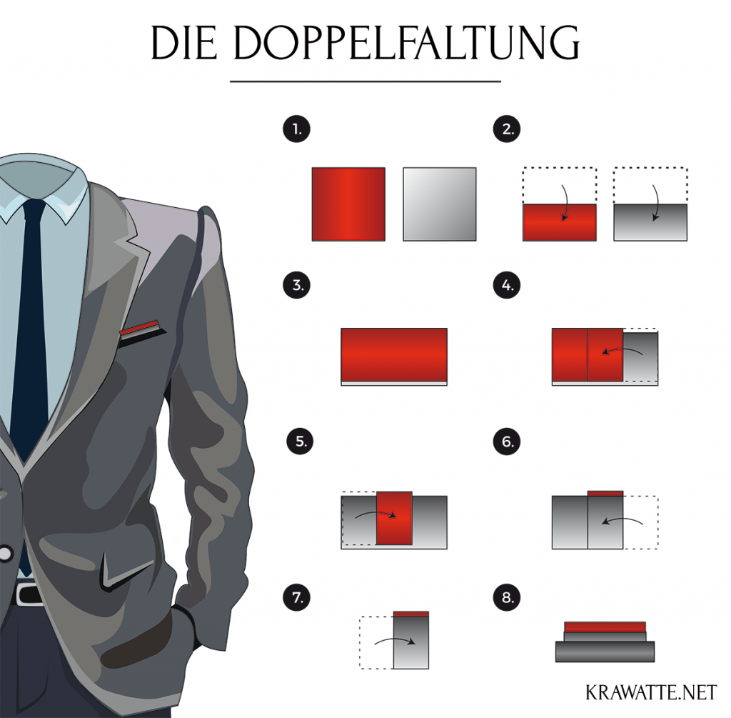 Die Doppelfaltung | Anleitung Einstecktuch falten